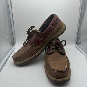 Sperry Top-Sider Boat Shoes Mens 12 Brown Leather Mesh Sides 2 Eye Non Slip